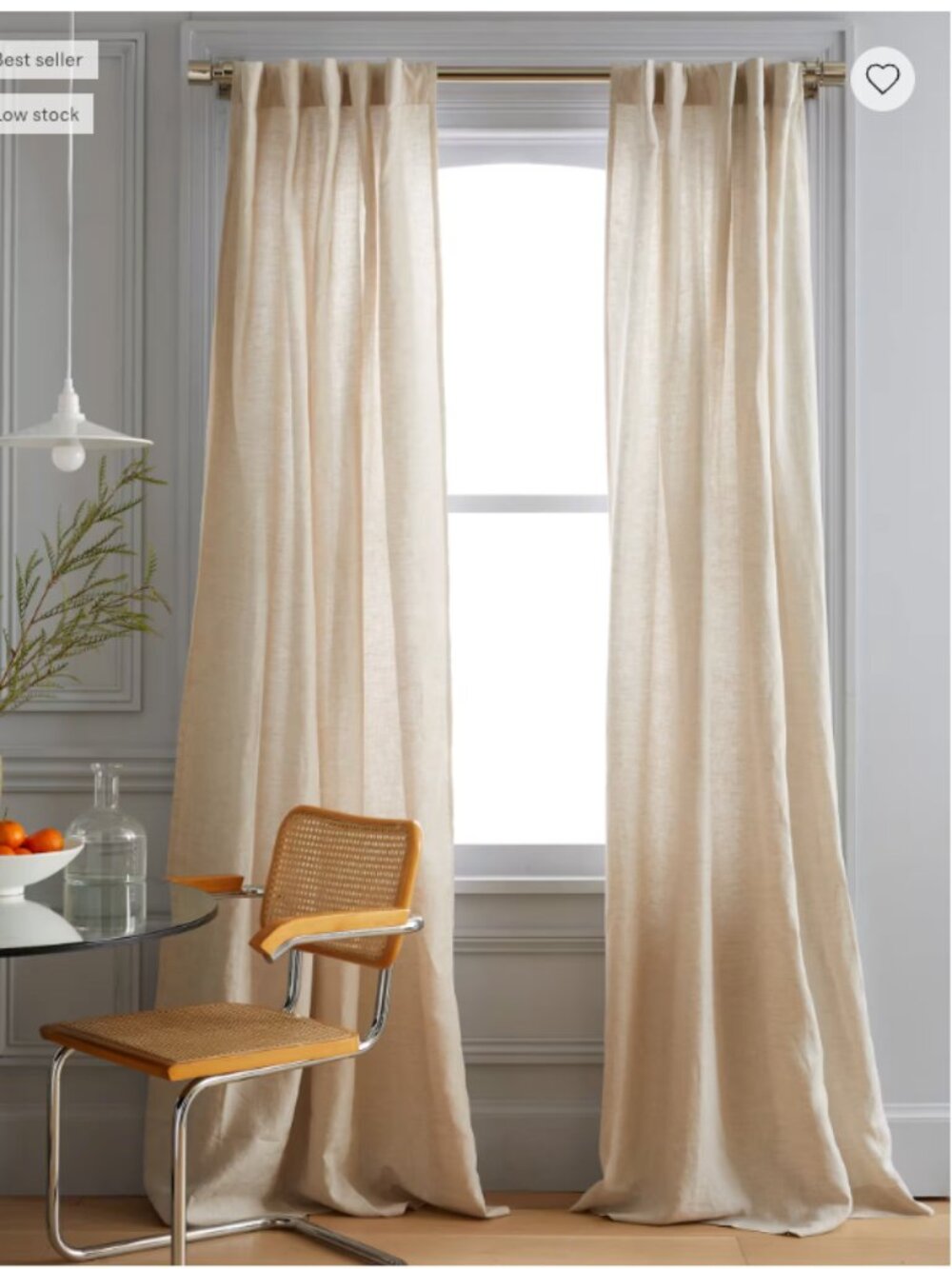 NWOT Quince European Linen Curtain Panel 48x84 Flax Light Filtering - #55